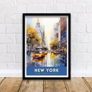 New York City Travel Print| New York Wall Art NYC Illustration Travel Poster Gift for New York Home Decor