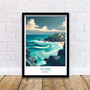 St Ives Travel Print  | Cornwall| Travel Poster| St Ives Poster| St Ives Print| Cornwall Print| Cornwall Poster| Travel Print| Print