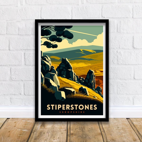 Stiperstones Reise Print Stiperstones Wand Kunst Stiperstones Home Living Dekor Stiperstones Illustration Reise Poster Geschenk Shropshire Hills