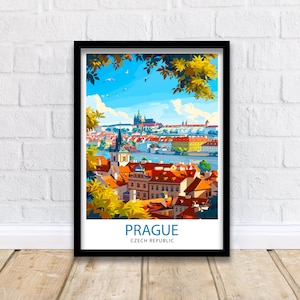 Prague Czech Republic Travel Print  Prague Wall Decor Prague Poster Czech Republic Travel Prints Prague Art Print Prague Illustration