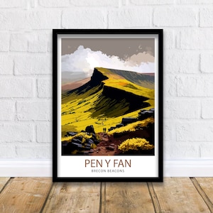 Pen y Fan Wales Travel Print  Wall Art Home Decor Pen y Fan Illustration Travel Poster Gift for Wales Lovers Wales Home Decor