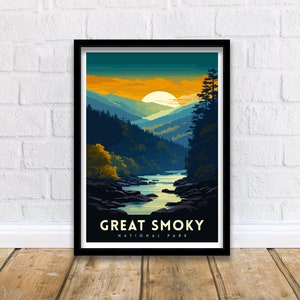 Great Smoky Mountains Reisedruck | Smoky Mountains Wanddekor Smoky Mountains Haus Dekor Tennessee Reise Poster, USA Nationalpark
