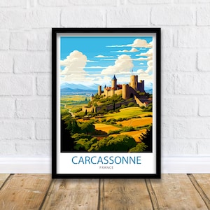 Impresión de viaje a Carcassonne, Francia, decoración de pared de Carcassonne, póster de Carcassonne, impresiones de viaje a Francia, impresión artística de Carcassonne