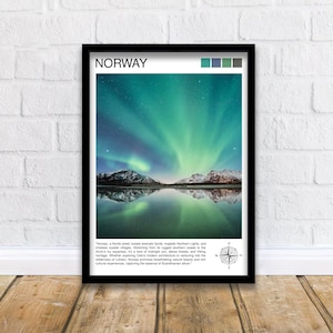 Norway Travel Print  Norway Wall Decor Norway Poster Scandinavia Travel Prints Norway Art Print Norway Illustration Norway Wall Art