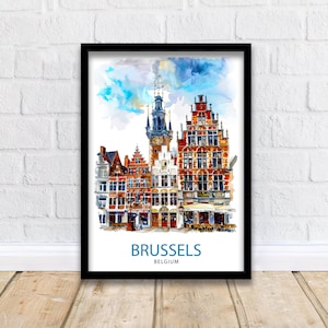 Brussels Belgium Travel Print  Brussels Wall Decor Brussels Poster Belgium Travel Prints Brussels Art Print Brussels Illustration Brussels