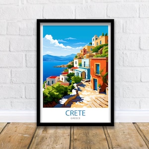 Crete Greece Travel Print  Crete Wall Decor Crete Poster Greece Travel Prints Crete Art Print Crete Illustration Crete Wall Art Greece Print