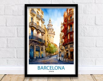Barcelona Spain Travel Print  Barcelona Wall Decor Barcelona Poster Spain Travel Prints Barcelona Art Print Barcelona