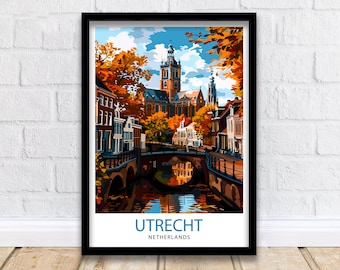 Utrecht Netherlands Travel Print  Utrecht Wall Decor Utrecht Home Living Decor Utrecht Illustration Travel Poster Gift for Netherlands