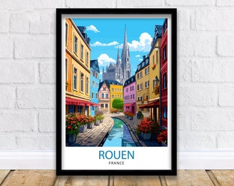 Rouen France Travel Print  France Wall Decor Rouen Poster Normandy Travel Prints France Art Print Rouen Illustration France Wall Art City