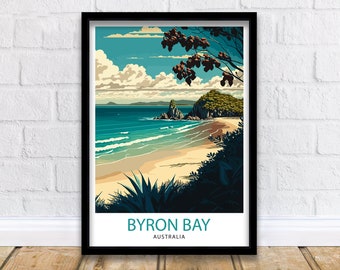 Byron Bay Australia Travel Print Wall Decor, Home Living Decor Byron Bay Illustration  Travel Poster Gift For Byron Bay Australia Home Decor