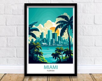 Miami Florida Reise Poster | Lebendige Stadt Illustration