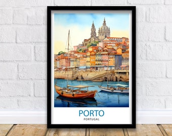 Porto Portugal Reise Druck Porto Wand Dekor Porto Poster Portugal Reise Drucke Porto Kunstdruck Porto Illustration Porto Wand Kunst