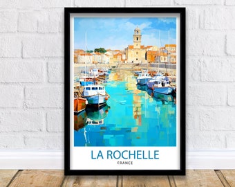 La Rochelle Travel Print  La Rochelle Wall Decor France Illustration Travel Poster Gift for La Rochelle Home Decor