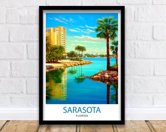 Sarasota Florida Travel Print| Sarasota Wall Decor Sarasota Poster Florida Travel Prints Sarasota Art Print Sarasota Illustration Sarasota
