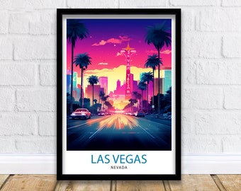 Las Vegas Travel Print| Las Vegas Wall Art Las Vegas Poster Las Vegas Illustration Las Vegas Nevada Travel Poster Las Vegas Souvenir