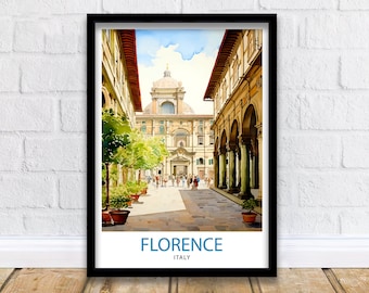 Florence Italy Travel Print  Florence Wall Decor Florence Home Living Decor Florence Italy Illustration Travel Poster Gift for Florence