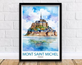モンサンミッシェルの水彩画ポスター 壁アート モンサンミッシェル