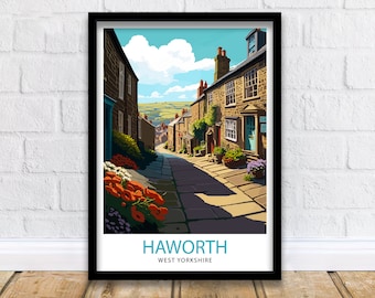 Haworth Yorkshire Travel Print  Haworth Wall Decor Haworth Home Living Decor Haworth Illustration Travel Poster Gift For Haworth Yorkshire