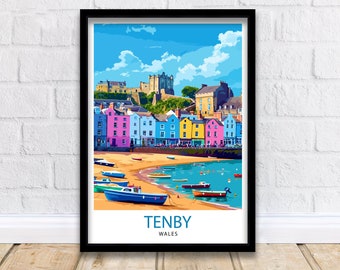 Tenby Pembrokshire Travel Poster, Art Print , Wall Art, Art Print
