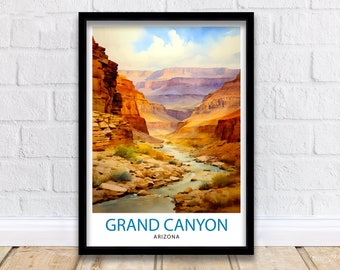 Impressão de viagem para o Grand Canyon | Arte de parede do Grand Canyon Decoração do Grand Canyon Ilustração do Grand Canyon Pôster de viagem Presente para o Grand Canyon