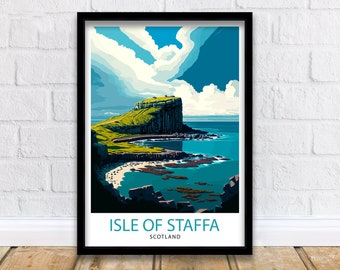 Staffa Scotland Travel Print, Island Wall Art