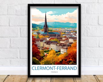 Clermont-Ferrand France Travel Print  Clermont-Ferrand Wall Decor Clermont-Ferrand Poster France Travel Prints Clermont-Ferrand Art Print