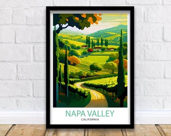 Napa Valley, Californië-reisafdruk | Napa Valley muurkunst Napa Valley illustratie Californië reisposter cadeau voor wijnliefhebbers Napa Valley