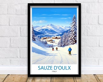 Sauze d&#39;Oulx Italy Travel Print Sauze d&#39;Oulx Wall Decor Sauze d&#39;Oulx Poster Italy Travel Prints Sauze d&#39;Oulx Art Print Sauze d&#39;Oulx