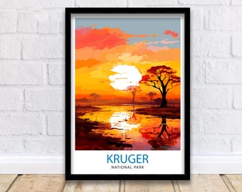 Kruger National Park Travel Print  Wall Art Kruger National Park Wall Hanging Home Décor Kruger National Park Gift Art Lovers South