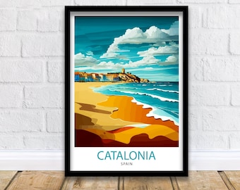 Catalonia Spain Travel Print  Catalonia Wall Decor Catalonia Home Living Decor Catalonia Spain Illustration Travel Poster Gift for Catalonia