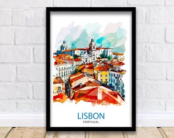 Lissabon Portugal Reise Druck Lissabon Wand-Dekor Lissabon Poster Portugal Reise Druck Lissabon Kunstdruck Lissabon Illustration Lissabon Wandkunst