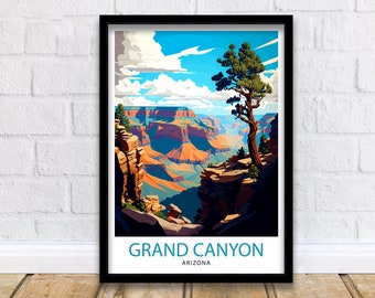 Impressão de viagem para o Grand Canyon | Arte de parede do Grand Canyon Decoração do Grand Canyon Ilustração do Grand Canyon Pôster de viagem Presente para o Grand Canyon