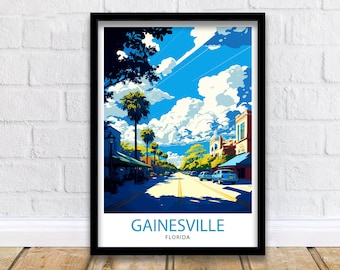 Gainesville Florida Travel Print| Gainesville Wall Decor Gainesville Home Living Decor Gainesville Illustration Travel Gainesville