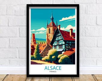 Alsace Frankreich Reise-Druck Alsace Wand Kunst Alsace Home Dekor Alsace Illustration Reise Poster Geschenk für Elsass Frankreich Home Decor
