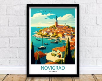 Novigrad Croatia Art Print | Coastal Town Illustration