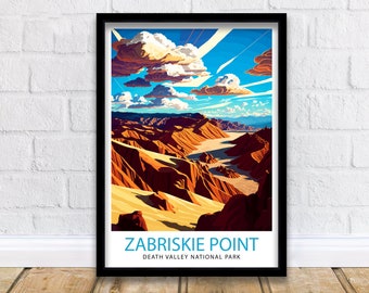 Zabriskie Point Travel Print| Death Valley National Park Wall Art California Desert Landscape Print Zabriskie Point Home Decor Travel Poster