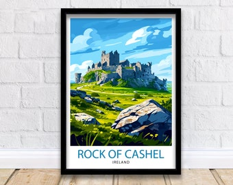 Rock of Cashel Ireland Print  Historic Castle Art Irish Landmark Poster Medieval Architecture Wall Decor Tipperary Heritage Illustration