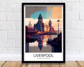Liverpool Cityscape Print, Modern England Travel Art
