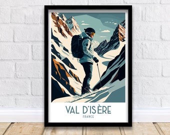 Val d'isere Travel Print | Ski Poster| Travel Poster| Ski Print| Val Di'sere Poster| French Alps| Skiing| Skiing Wall Art| Skiing Poster