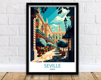 Seville Spain Travel Print  Seville Wall Art Seville Home Decor Seville Travel Poster Seville Spain Illustration Gift For Seville Spain