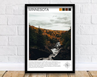 Minnesota Travel Print Minnesota Wall Decor Minnesota Poster USA Travel Prints Minnesota Art Print Minnesota Illustration Minnesota Wall Art