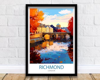 Richmond London Travel Print Richmond Wall Decor Richmond Poster London Travel Prints Richmond Art Print Richmond Illustration Richmond Wall