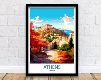 Athens Greece Travel Print  Athens Wall Decor Athens Poster Greece Travel Prints Athens Art Print Athens Illustration Athens Wall Art Greece