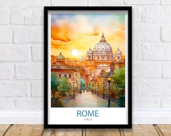 Rome Italy Travel Print  Rome Wall Art Italy Travel Poster Rome Home Decor  Italy Illustration Travel Gift for Rome Italy Wall Art