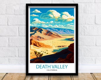 Reisposter Death Valley | Californische woestijn illustratie kunstafdruk