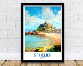 St. Helier Jersey Travel Print  St. Helier Wall Decor St. Helier Poster Jersey Travel Prints St. Helier Art Print  St. Helier Illustration