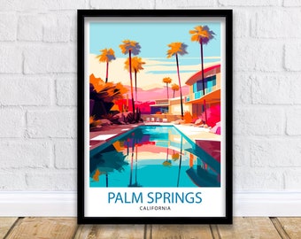 Palm Springs California Travel Print| Palm Springs Wall Art Palm Springs Home Decor Palm Springs Travel Poster Palm Springs Art Print