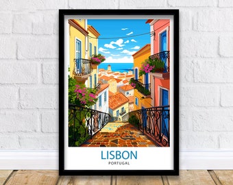 Lissabon Portugal Reise Druck Lissabon Wand-Dekor Lissabon Poster Portugal Reise Druck Lissabon Kunstdruck Lissabon Illustration Lissabon Wandkunst