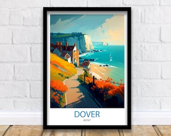 Dover Kent Travel Print  Dover Wall Decor Dover Poster Kent Travel Prints Dover Art Print Dover Illustration Dover Wall Art Kent Print Dover