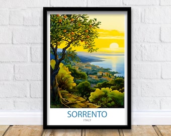 Sorrento Italy Travel Print  Sorrento Wall Decor - Sorrento Poster  Italy Travel Prints Sorrento Art Print Sorrento Italy Illustration